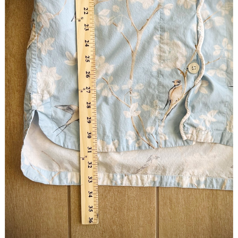 Hedi Carey Women Sleep Shirt Small Blue Birds Button Cottage Prairie Boho Cotton - Picture 10 of 10